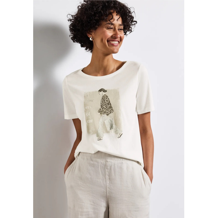 t-shirt femme  street lady partprint shirt