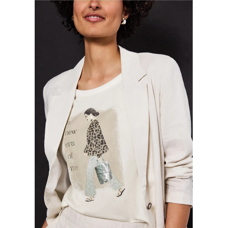 t-shirt femme  street lady partprint shirt
