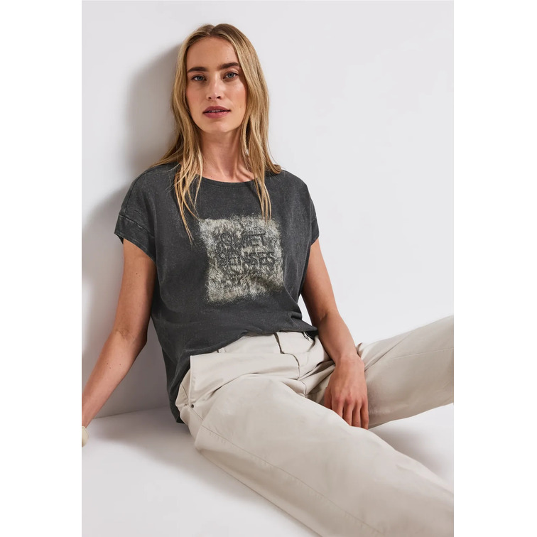 t-shirt femme  street washed shirt w.stud wording