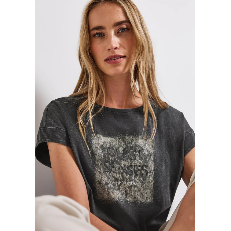 t-shirt femme  street washed shirt w.stud wording
