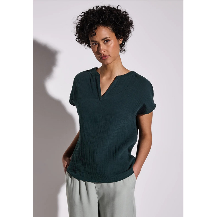 chemise femme  street muslin shirtblouse w splitneck