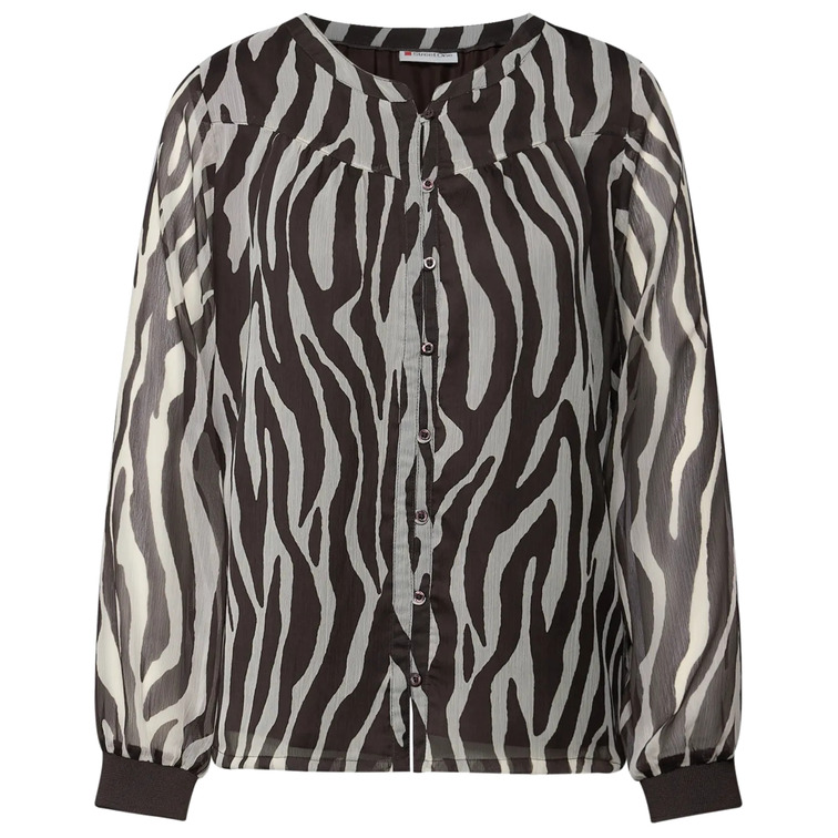 chemise femme  street printed chiffon blouse w plack