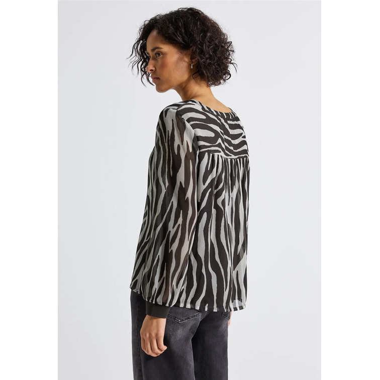 chemise femme  street printed chiffon blouse w plack