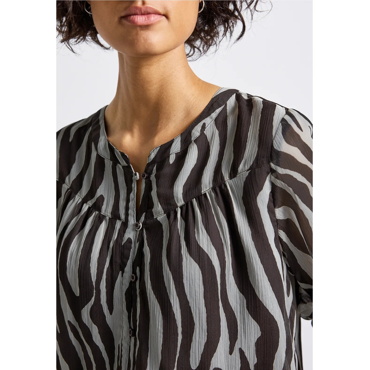 chemise femme  street printed chiffon blouse w plack