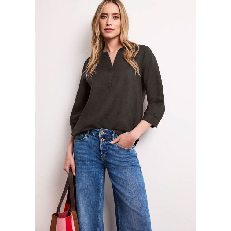 femme sol_splitneck tunic blouse uni 17276