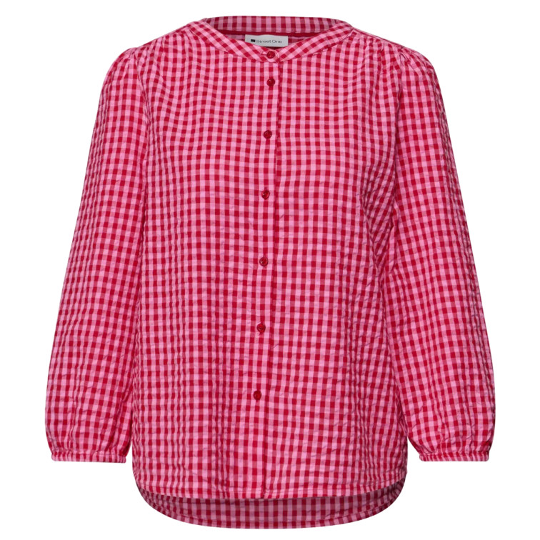 femme vichy buttoned roundneck blous 27504