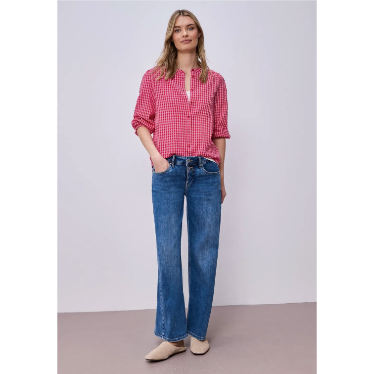 femme vichy buttoned roundneck blous 27504