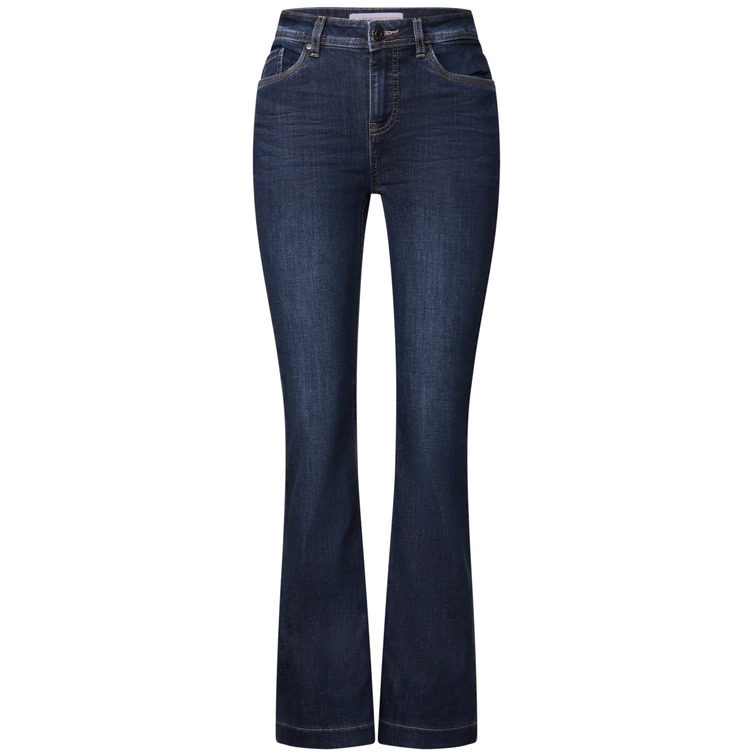 jeans femme  street style qr bootcut,hw,dark blue