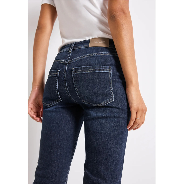 jeans femme  street style qr bootcut,hw,dark blue