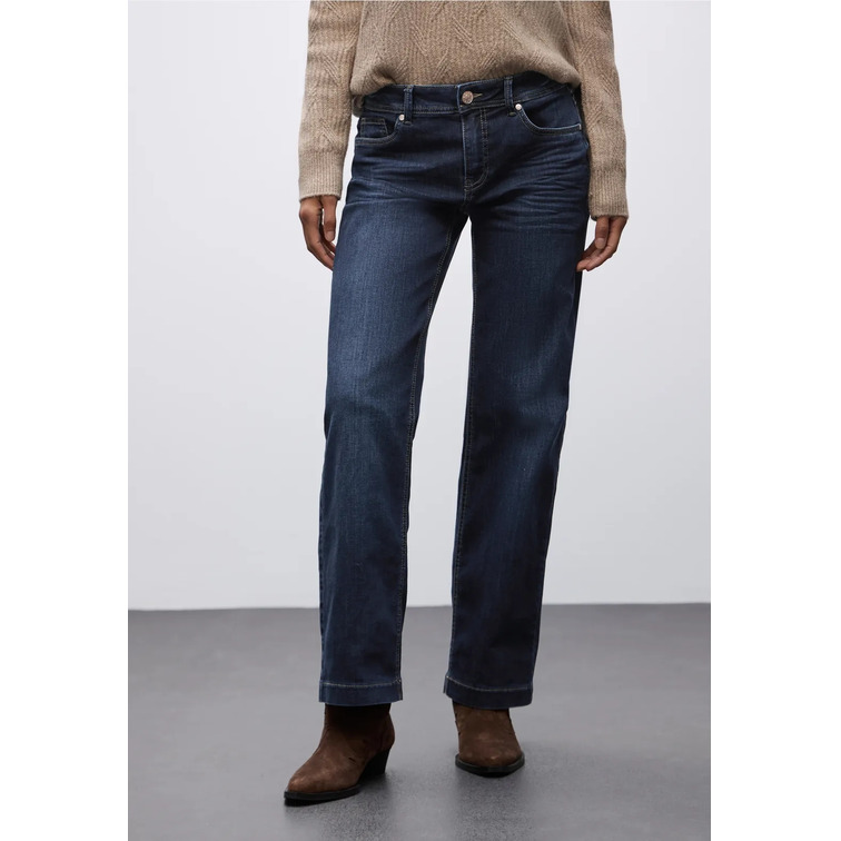 jeans femme  street qr style straight leg,mw,dark