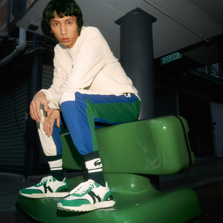 sneakers en tissu avec détails homme lacoste l-spin deluxe