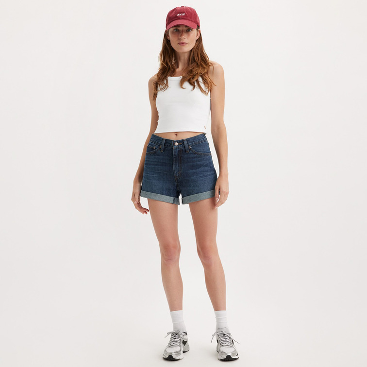 le short femme  levi's rolled 80s mom shorts dark ind