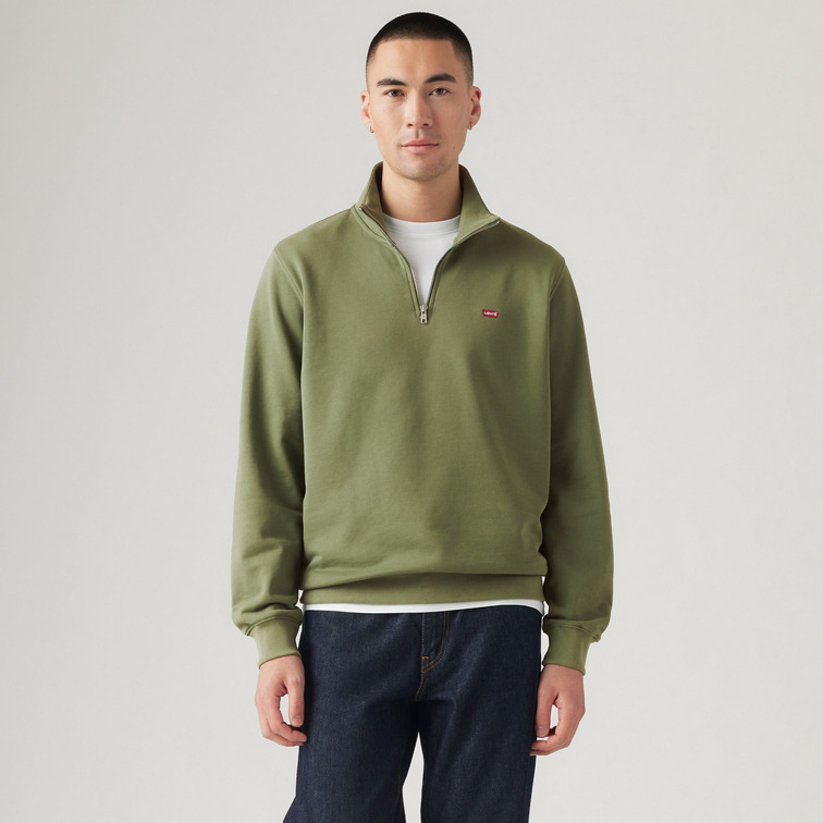 sweat-shirt homme  levi's original hm 1/4 zip moss olive