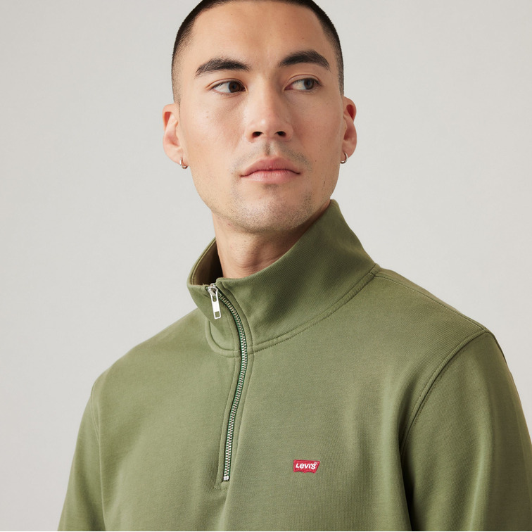 sweat-shirt homme  levi's original hm 1/4 zip moss olive
