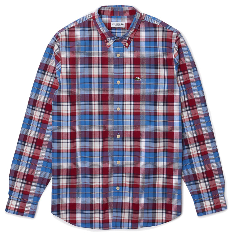 chemise en coton stretch à carreaux homme lacoste