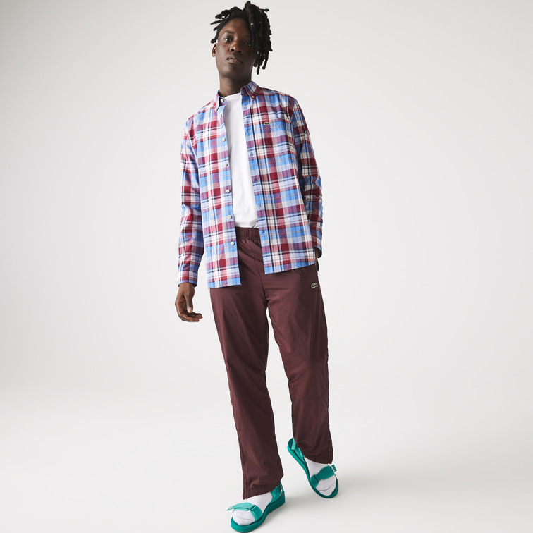 chemise en coton stretch à carreaux homme lacoste