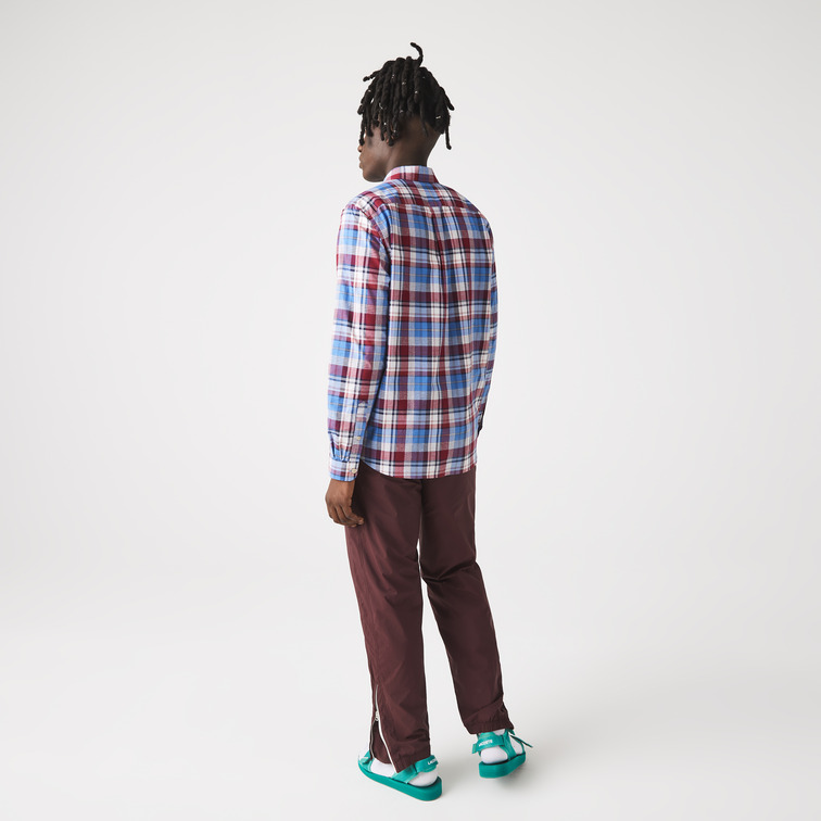 chemise en coton stretch à carreaux homme lacoste