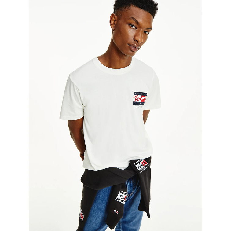 t-shirt homme  th tjm vintage flag signature tee