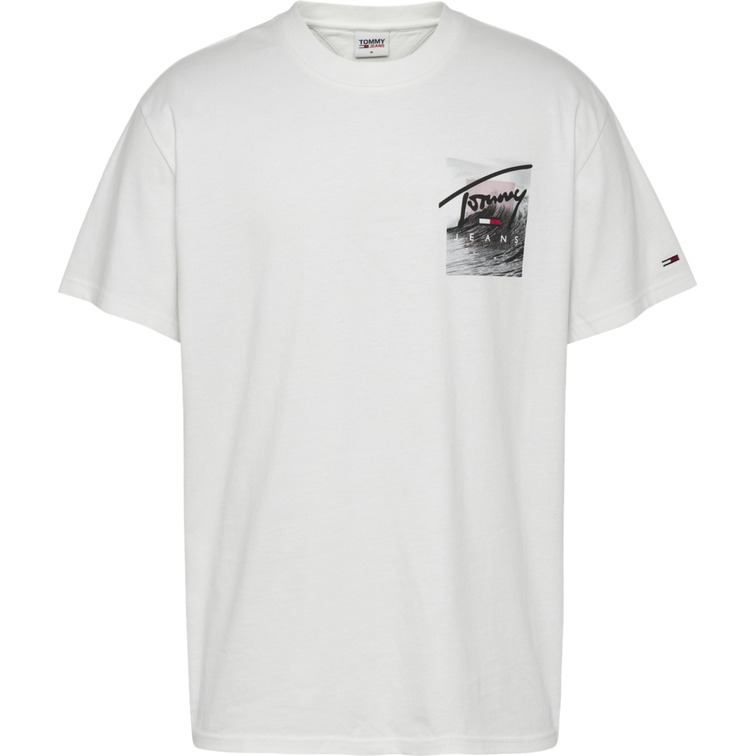 t-shirt homme  th tjm tommy script photo tee