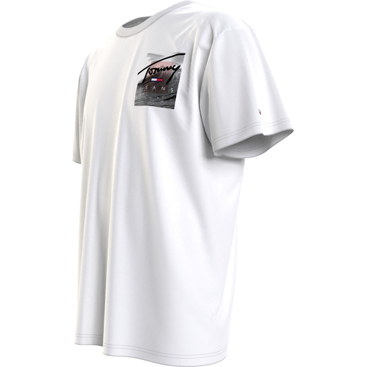 t-shirt homme  th tjm tommy script photo tee