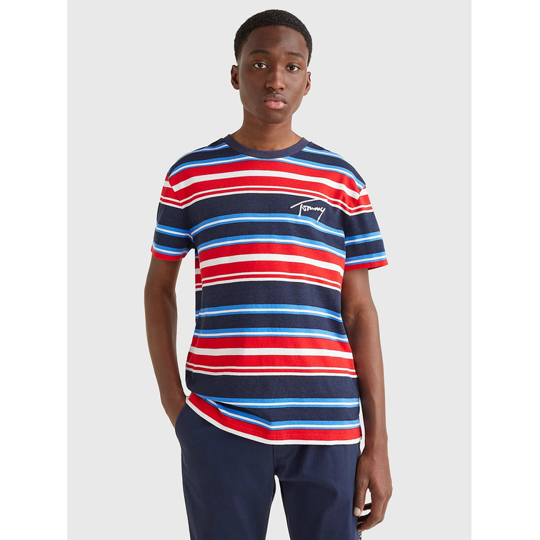 t-shirt homme  th tjm signature stripe tee