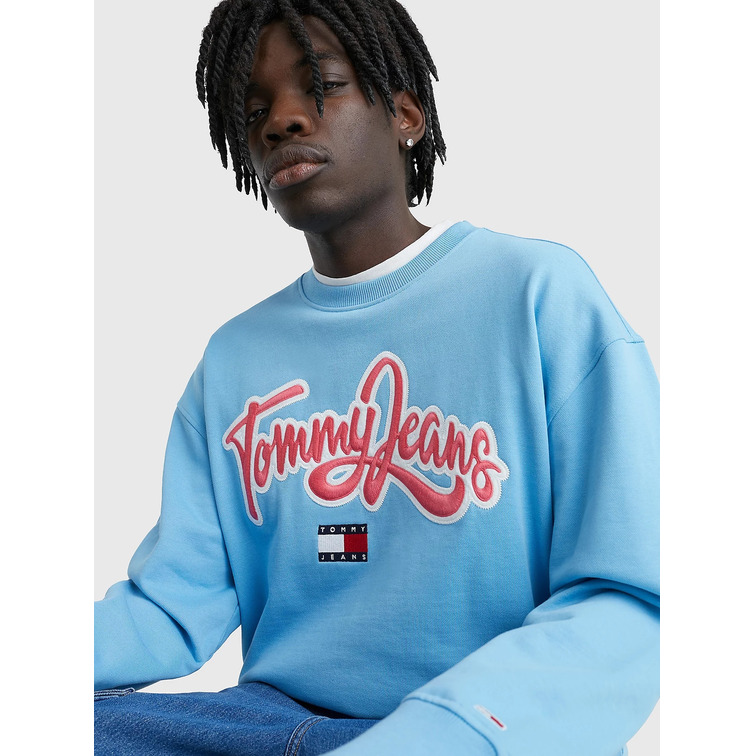 sweat-shirt homme  th tjm rlx college pop text crew