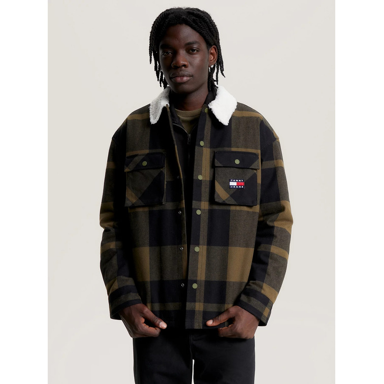 chemise homme  th tjm check sherpa lined overshi
