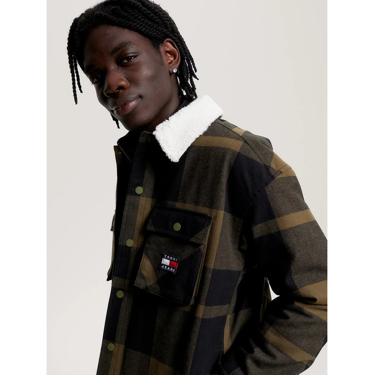 chemise homme  th tjm check sherpa lined overshi