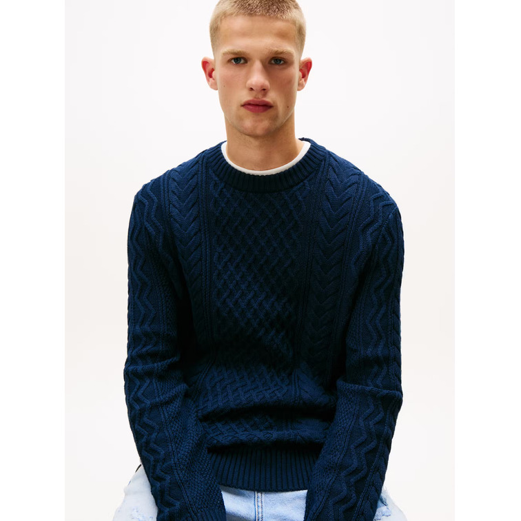 homme tjm slm badge cable knit sweat 0gy