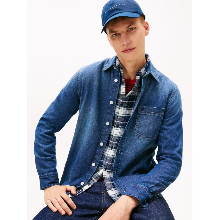 chemise homme  tommy hilfiger tjm denim regular fit shirt ex