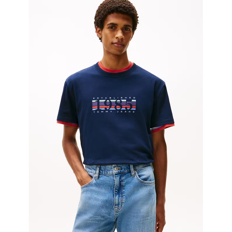 t-shirt homme  tommy hilfiger tjm reg 1985 dna graph ss t ex