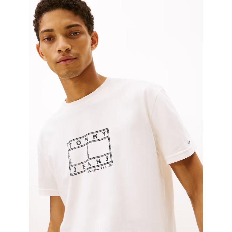 t-shirt homme  tommy hilfiger tjm reg center flag ss tee