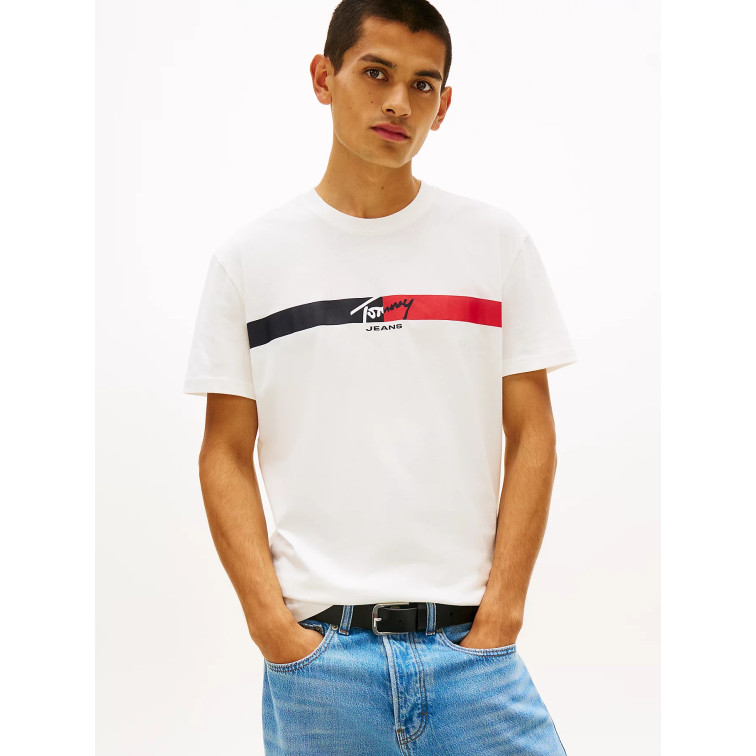 t-shirt homme  tommy hilfiger tjm reg signature stripe t ext