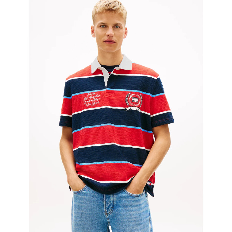pôle homme  tommy hilfiger tjm rlx ss stripe  ss rugby ex