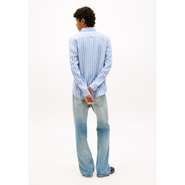 chemise homme  tommy hilfiger tjm reg linen mx strp shirt ex