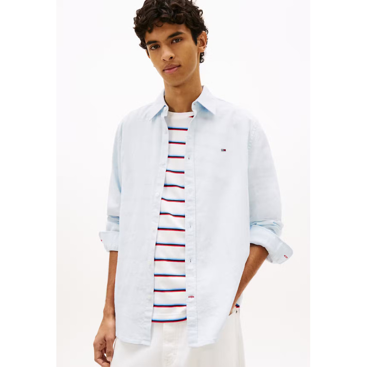 chemise homme  tommy hilfiger tjm reg linen blend shirt ext