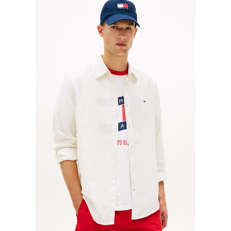 chemise homme  tommy hilfiger tjm reg linen blend shirt ext