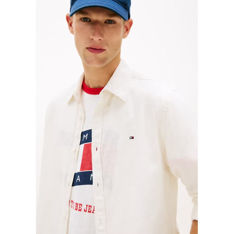 chemise homme  tommy hilfiger tjm reg linen blend shirt ext