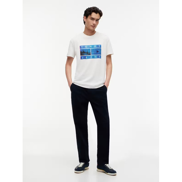 t-shirt homme  tommy hilfiger tjm reg photo flag ss tee