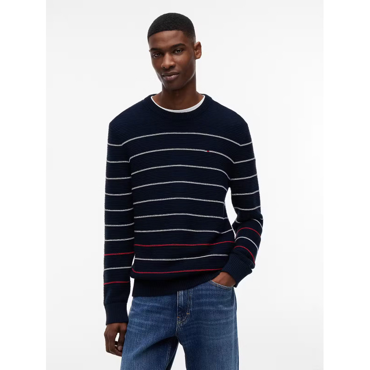 maillot homme  tommy hilfiger tjm slim stripe sweater ext