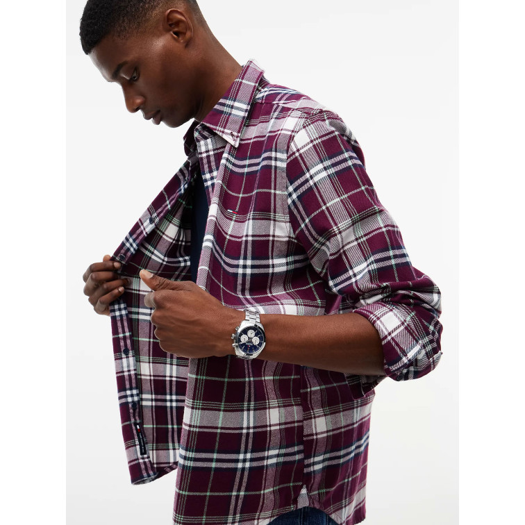 chemise homme  tommy hilfiger tjm reg flannel check shirt ex