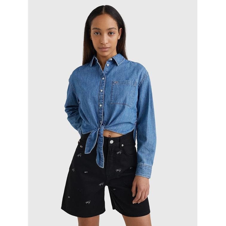 femme tjw front tie chambray shirt 1a5