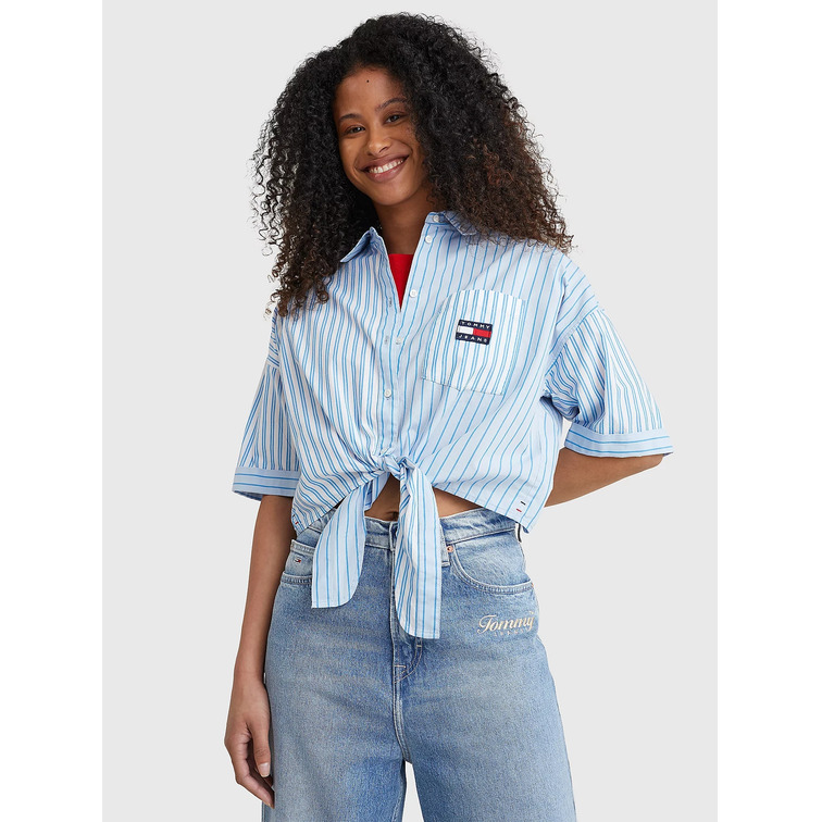 chemise femme  th tjw stripe cblk front knot shi