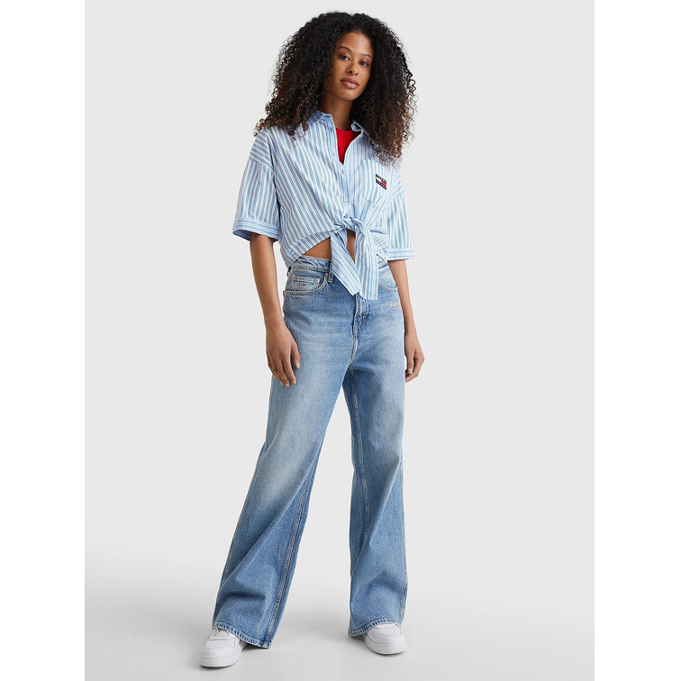 chemise femme  th tjw stripe cblk front knot shi