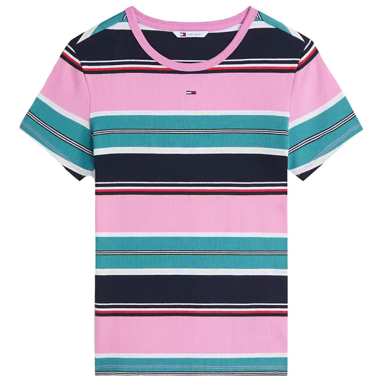 t-shirt femme  tommy hilfiger tjw slim essential rib ss