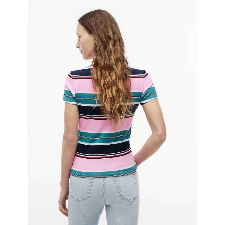 t-shirt femme  tommy hilfiger tjw slim essential rib ss