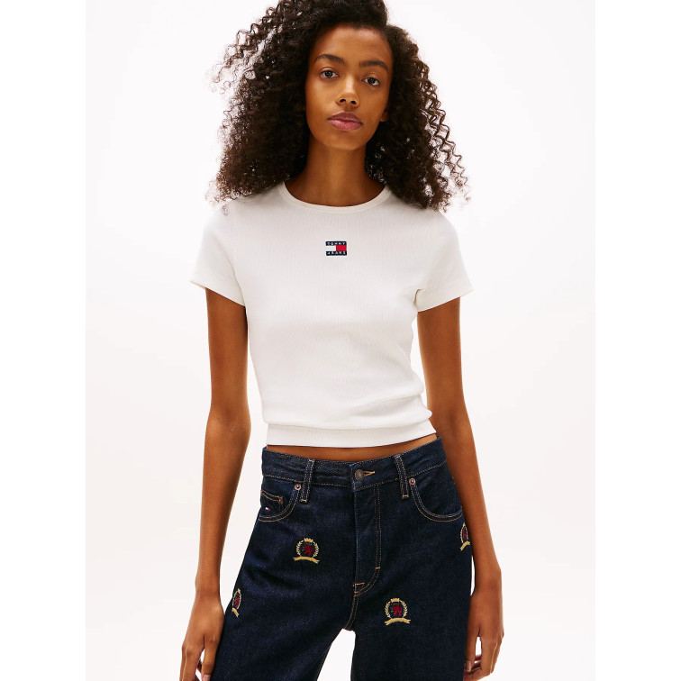 femme tjw slim badge rib tee ybl