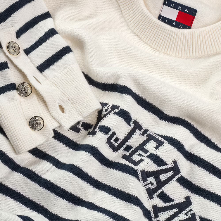 femme tjw stripe varsity sweater ybh