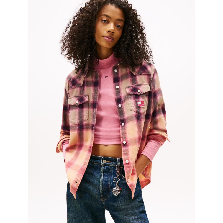 chemise femme  tommy hilfiger tjw rlx flannel shirt