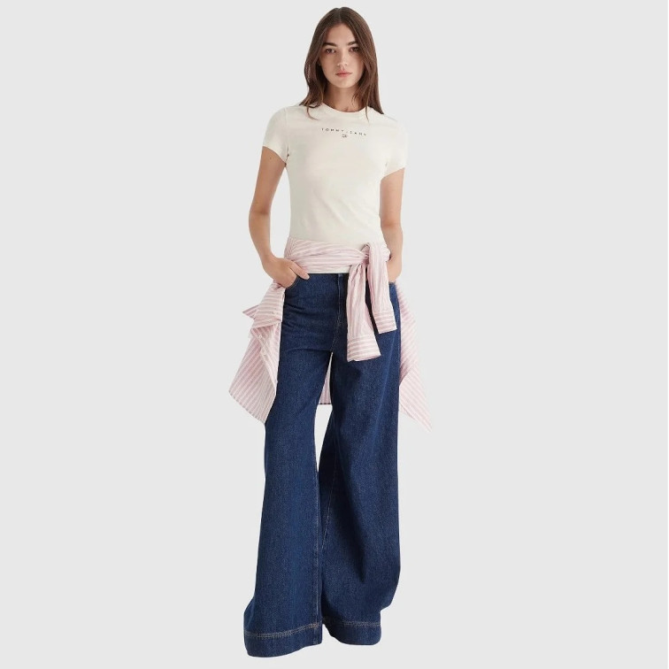 t-shirt femme  tommy hilfiger tjw slim bling linear tee ext